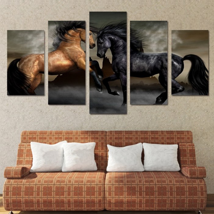 Tableau duel de chevaux