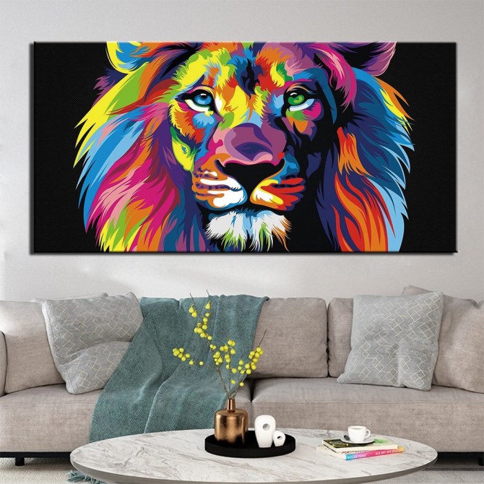 Tableau lion pop-art
