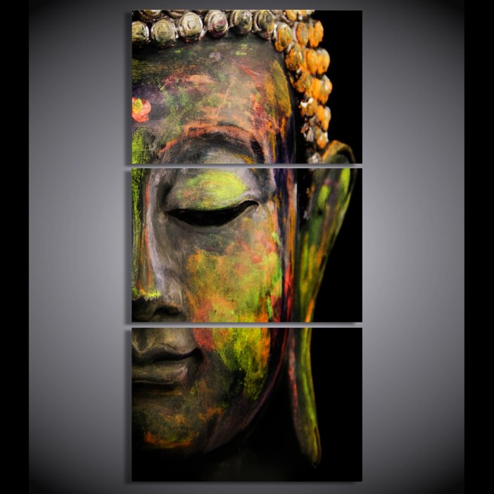 Tableau demi tête de bouddha multicolore Tableau Bouddha Tableau Zen