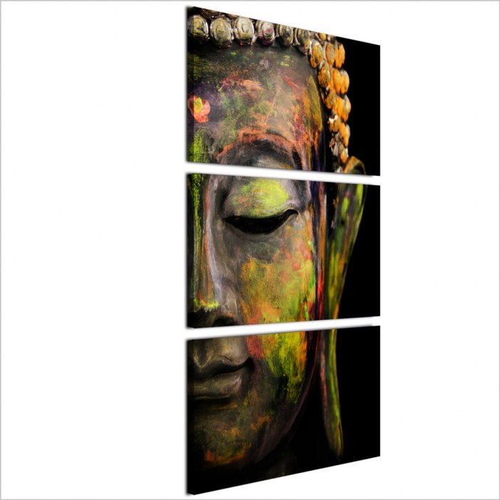 Tableau demi tête de bouddha multicolore Tableau Bouddha Tableau Zen