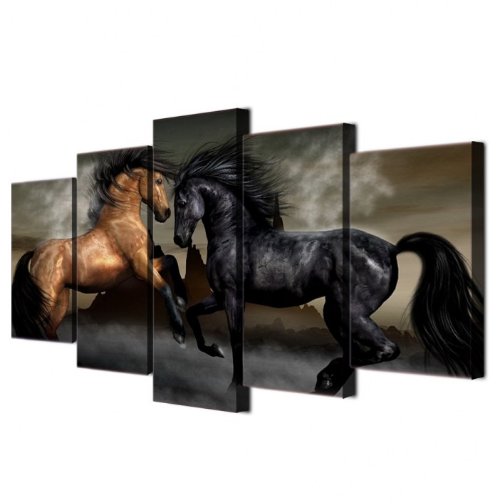 Tableau duel de chevaux Tableau Cheval Tableau Animaux