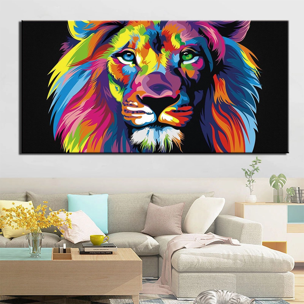 Tableau lion pop-art