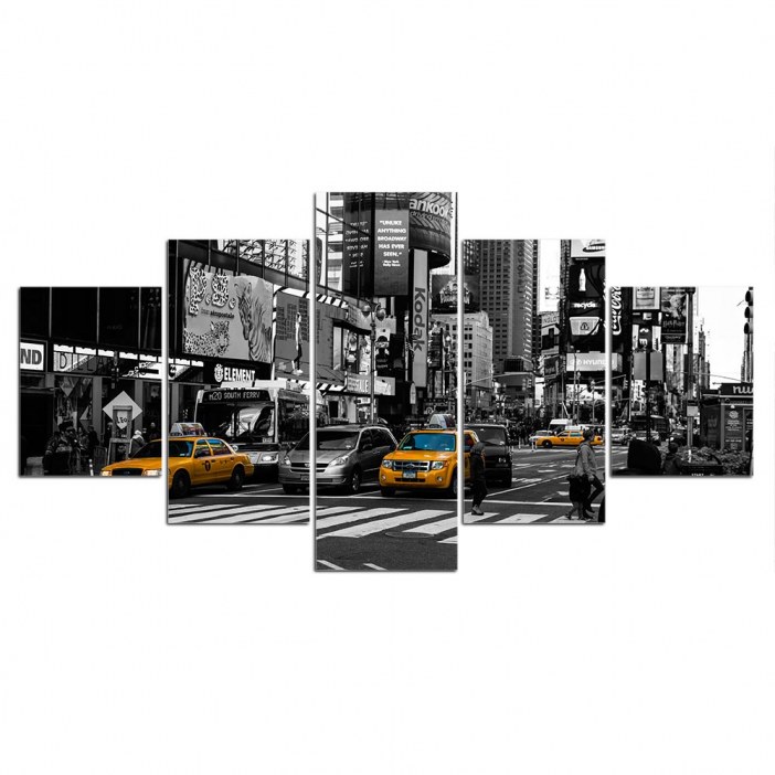 Tableau New York en noir et blanc et taxis jaune
