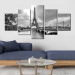 Tableau Tour Eiffel et pont en noir et blanc Tableau Paris Tableau Ville