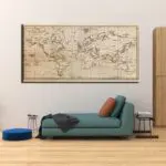 Tableau carte du monde et courbes magnétiques