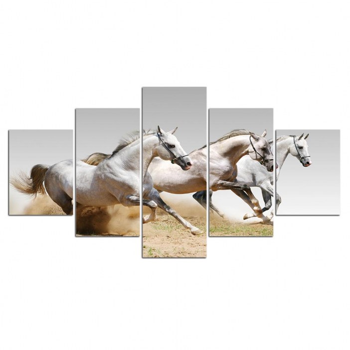 Tableau course de chevaux blancs Tableau Cheval Tableau Animaux