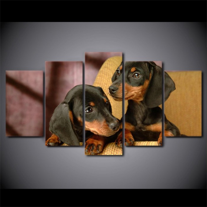 Tableau deux chiens teckels Tableau Chien Tableau Animaux