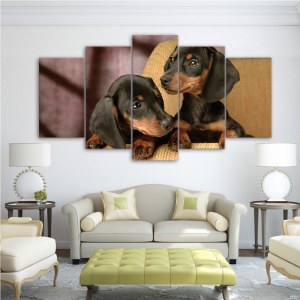Tableau deux chiens teckels Tableau Chien Tableau Animaux format: Horizontal