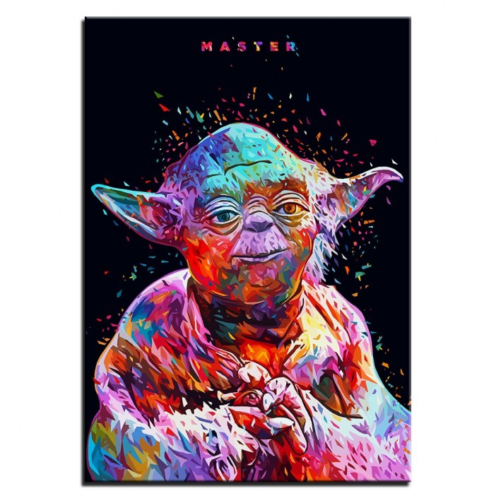 Tableau Maître Yoda pop fond noir