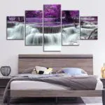 Tableau cascade et paysage violet