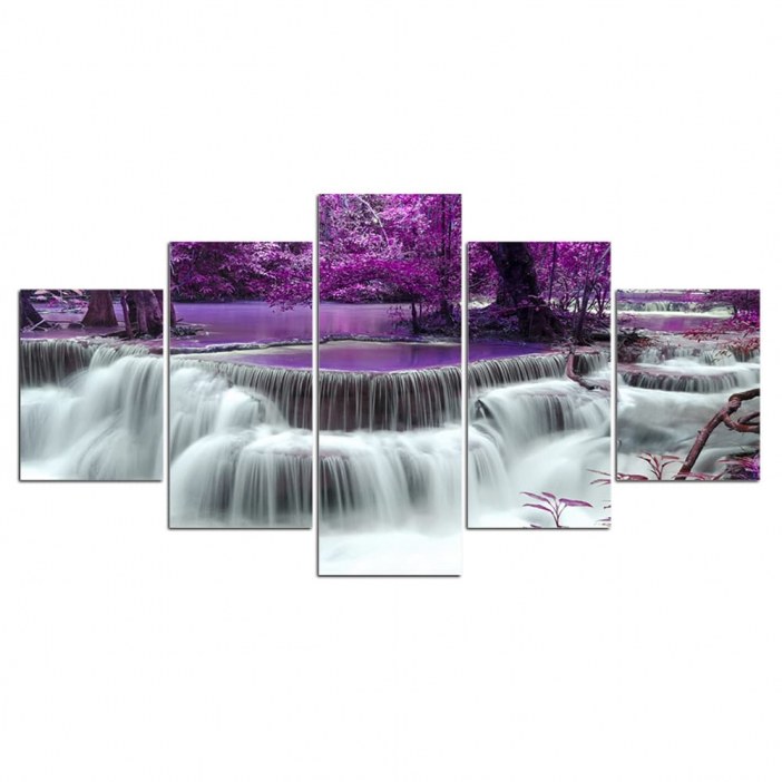 Tableau cascade et paysage violet