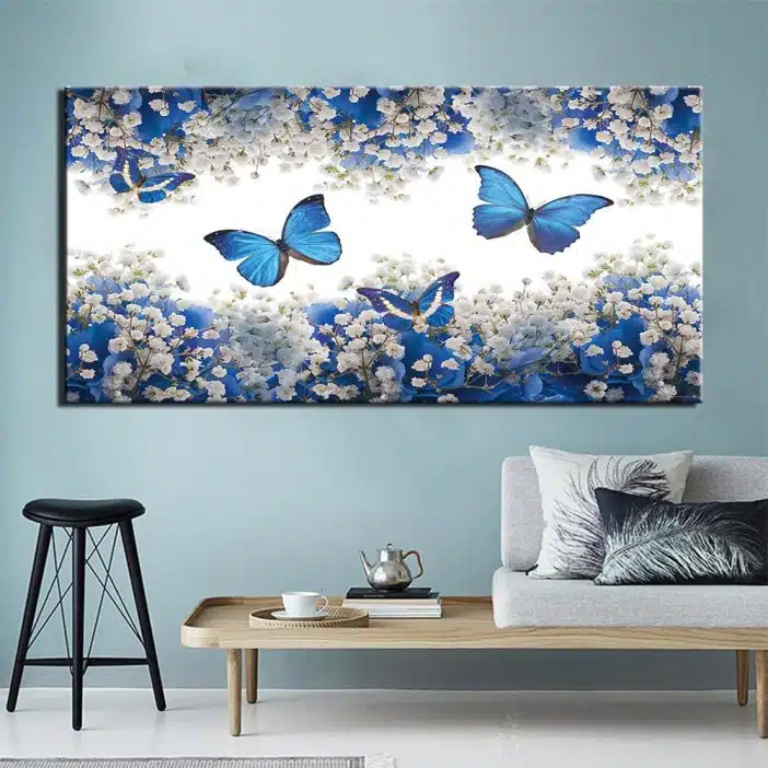Tableau papillons bleu