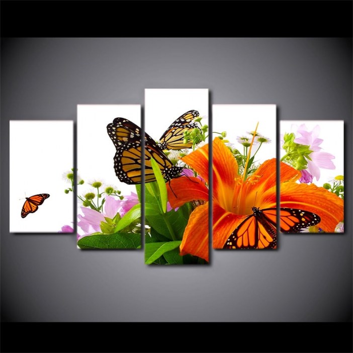 Tableau papillons et fleurs de lys