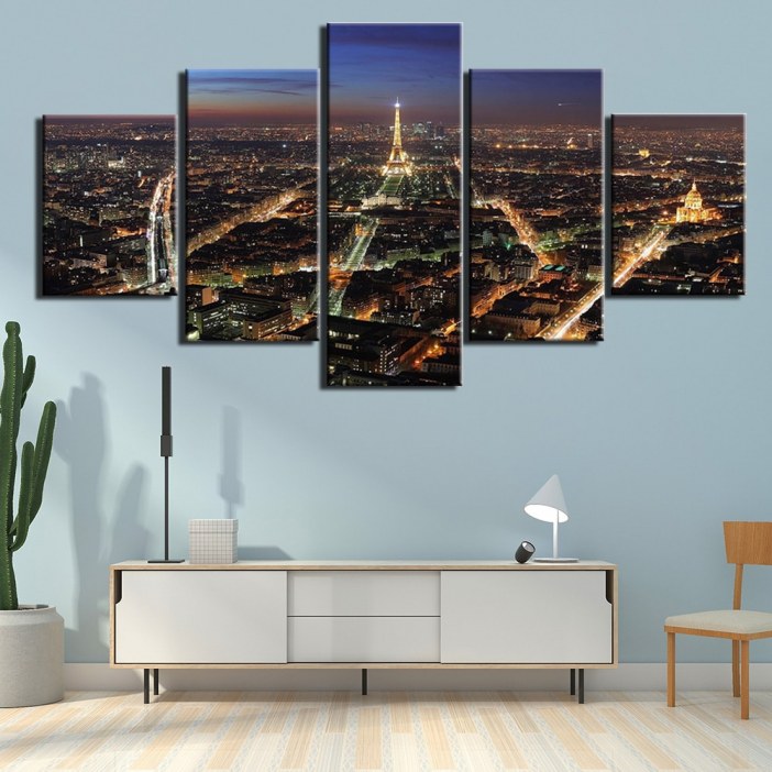 Tableau Paris vue du ciel la nuit