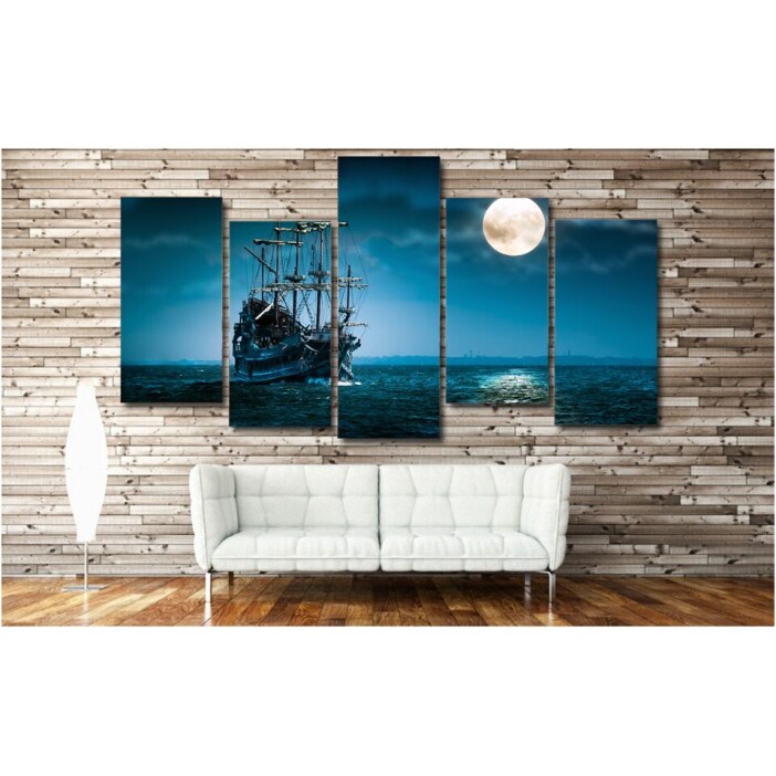 Tableau bateau pirate pleine lune