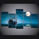 Tableau bateau pirate pleine lune