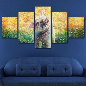 Tableau chien éclaboussure multicolore