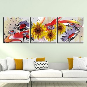 Tableau tournesol jaune violet