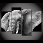 Tableau tête d’éléphant noir et blanc