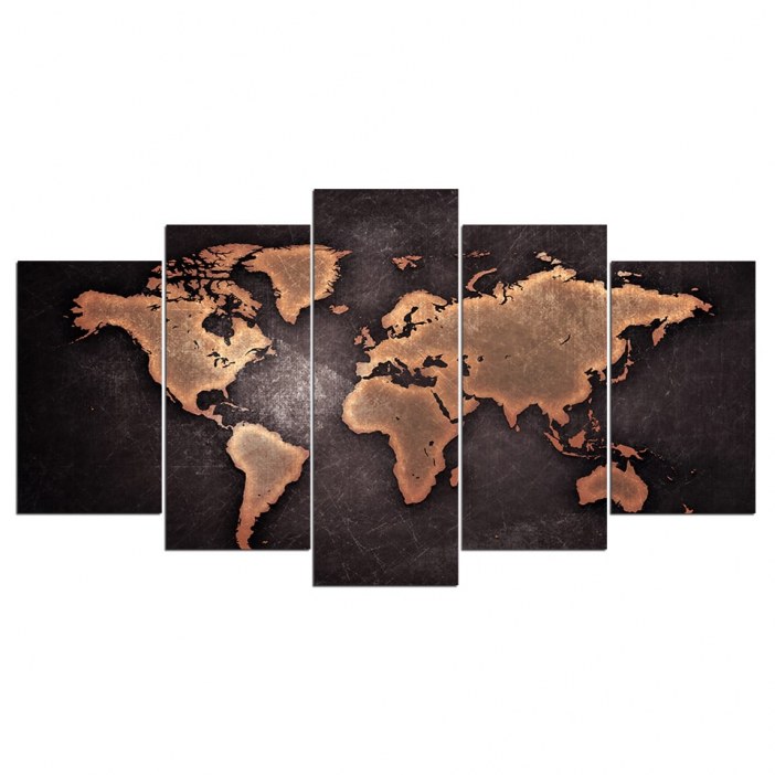Tableau carte du monde noir et rouge