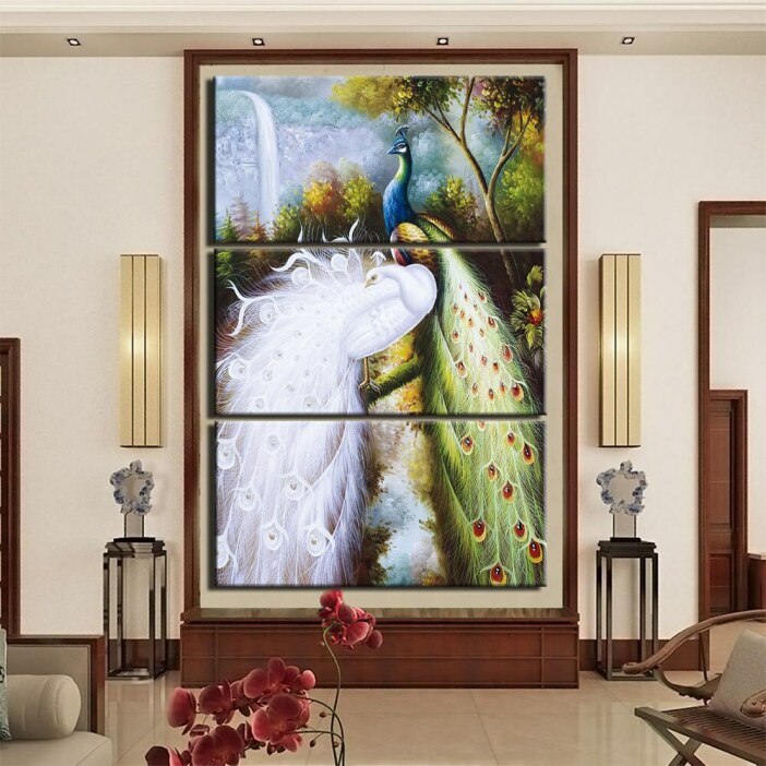 Tableau couple de paons