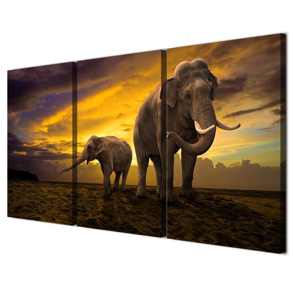 Tableau Sur Toile Intissée L'Éléphanteau Noir Et Blanc – Impression HD Animaux 50x80 Cm – Déco Murale Élégante Salon Chambre Cuisine