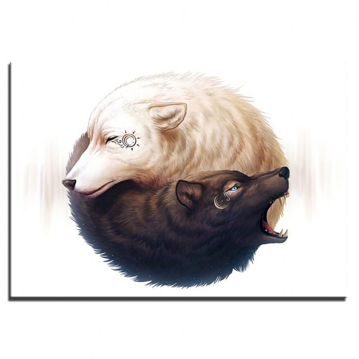 Tableau loup Ying Yang