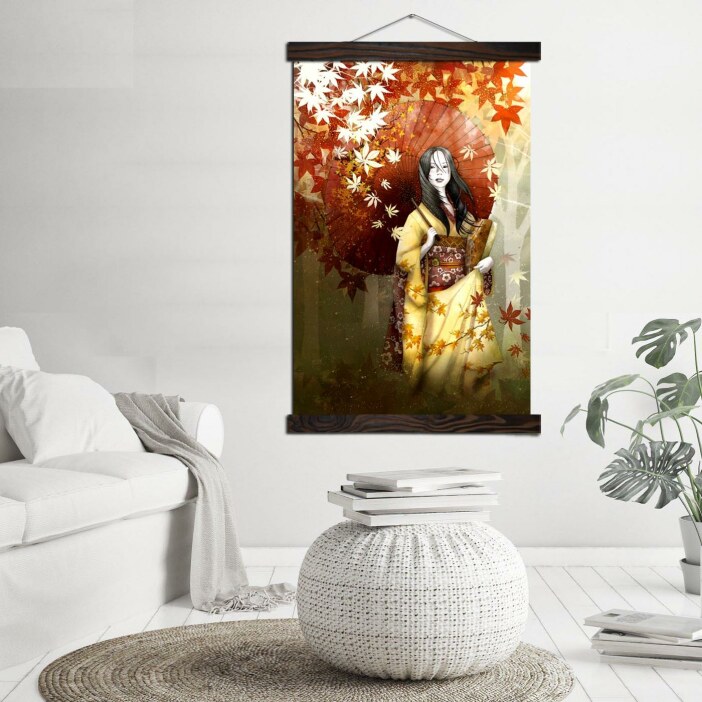 Tableau Geisha à l&rsquo;automne Tableau Japonais Tableau Monde