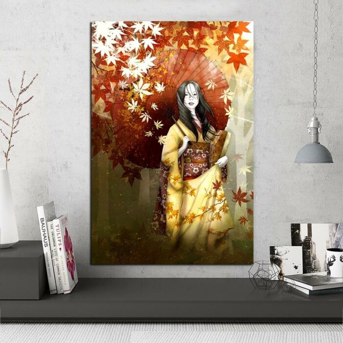 Tableau Geisha à l&rsquo;automne Tableau Japonais Tableau Monde