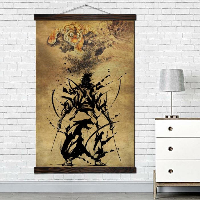 Tableau Tigre et samouraï Tableau Japonais Tableau Monde