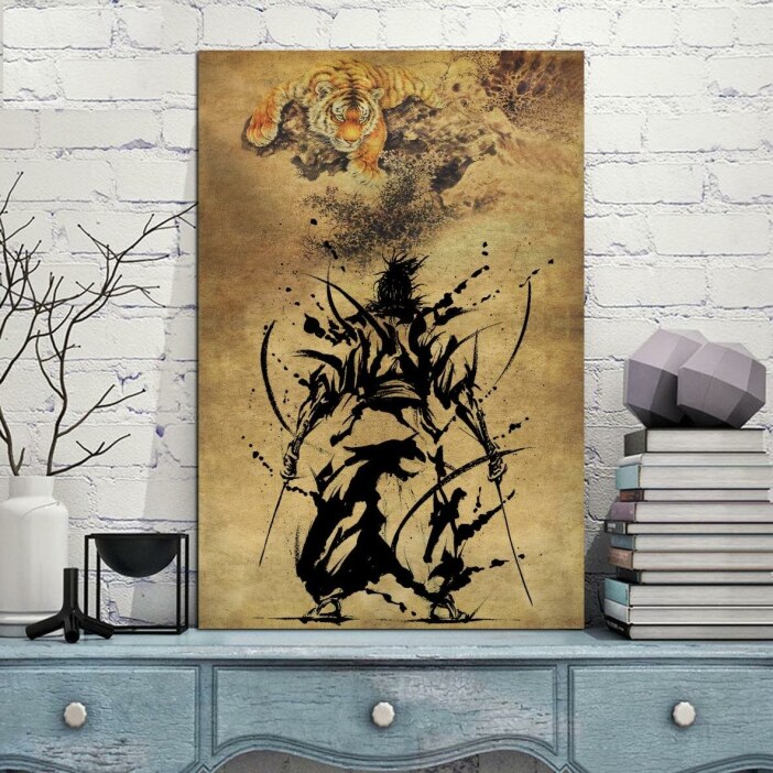 Tableau Tigre et samouraï Tableau Japonais Tableau Monde