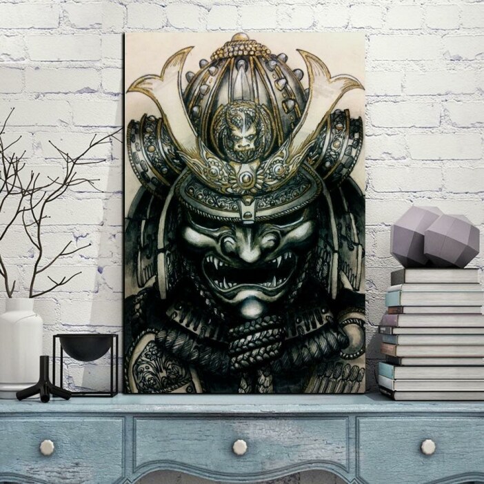 Tableau casque de guerrier Tableau Japonais Tableau Monde