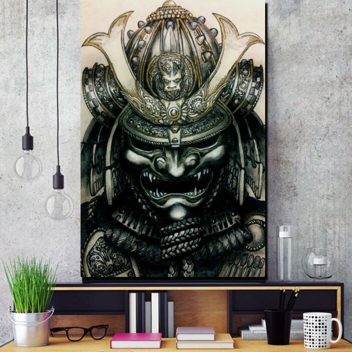 Tableau casque de guerrier Tableau Japonais Tableau Monde