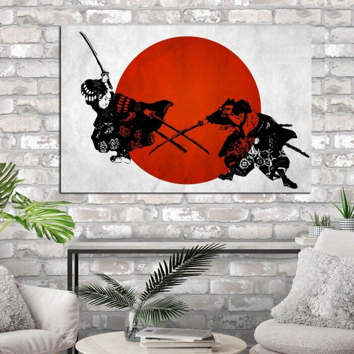 Tableau combat de samouraï Tableau Japonais Tableau Monde