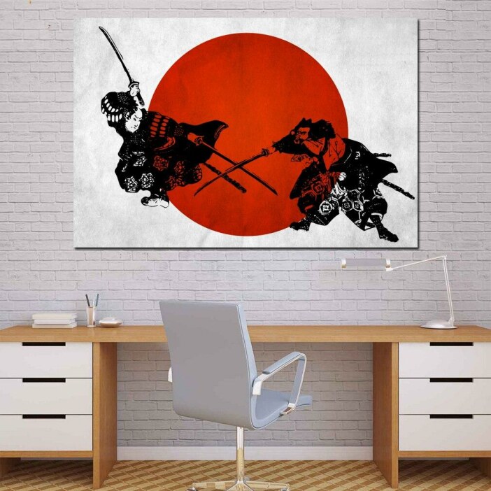 Tableau combat de samouraï Tableau Japonais Tableau Monde