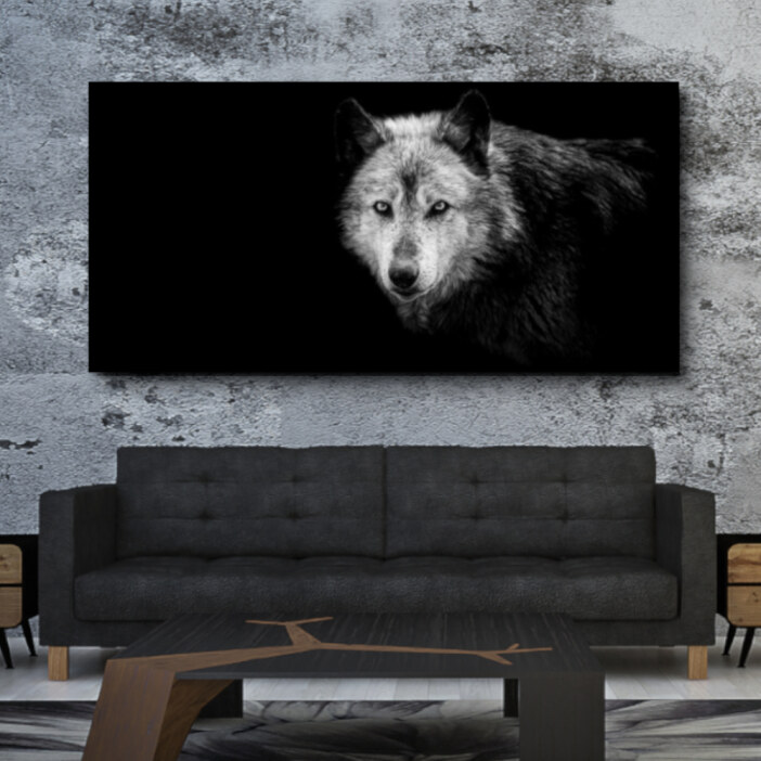 Tableau Loup noir et blanc Tableau Loup Tableau Animaux