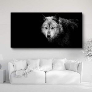 Tableau Loup noir et blanc Tableau Loup Tableau Animaux