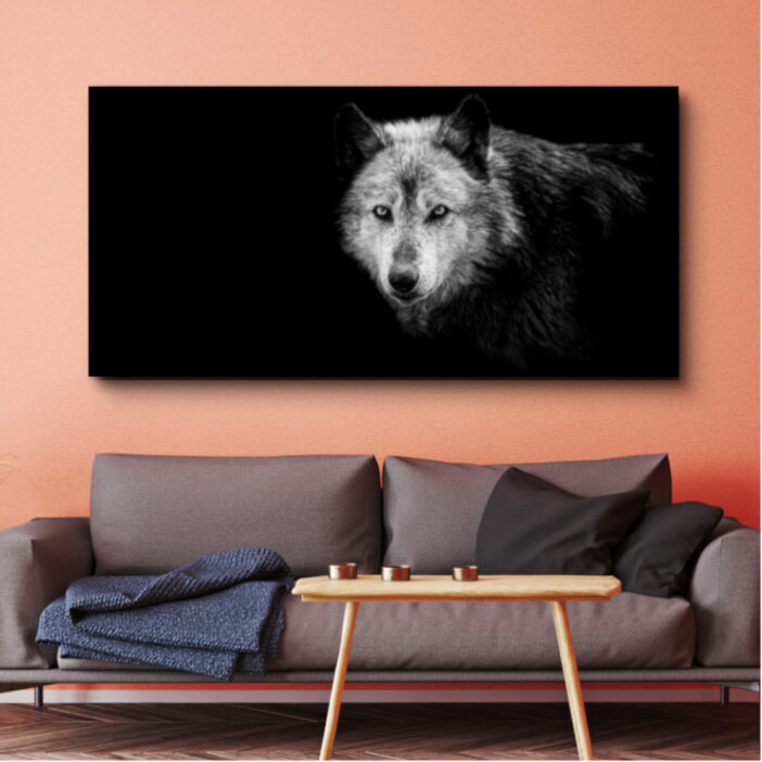 Tableau Loup noir et blanc Tableau Loup Tableau Animaux