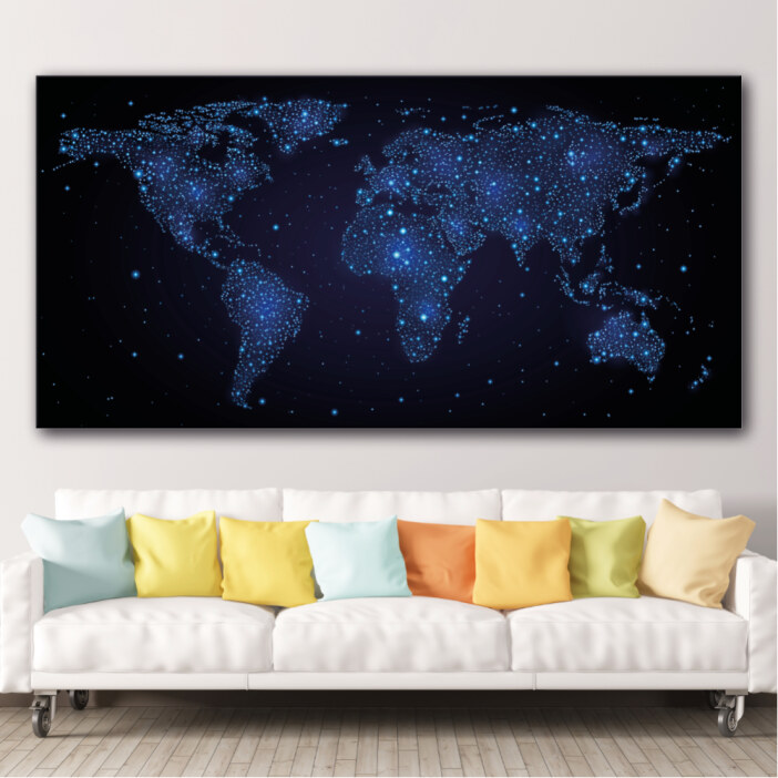 Tableau Carte du monde des étoiles Tableau Carte du Monde Tableau Monde