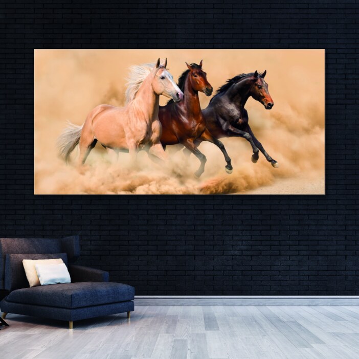Tableau Chevaux qui courent sur le sable