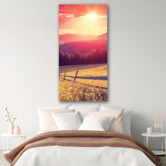 Tableau Coucher de soleil sur les collines Tableau Nature Tableau Paysage