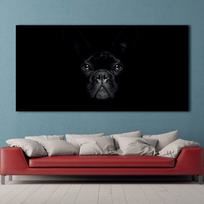 Tableau Bouledogue français dans le noir Tableau Animaux Tableau Chien