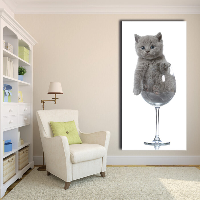 Tableau Chat dans une tasse de vin Tableau Animaux Tableau Chat