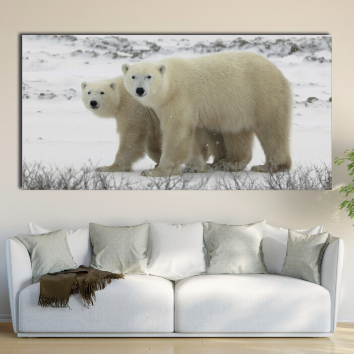 Tableau Couple d’ours polaires Tableau Animaux Tableau Ours