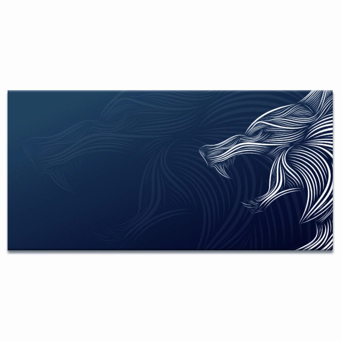 Tableau Dessin Loup sur fond bleu