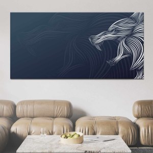 Tableau Dessin Loup sur fond bleu