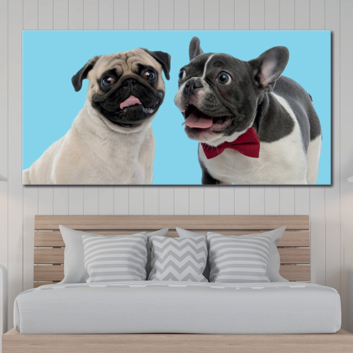 Tableau Deux carlins drôles Tableau Animaux Tableau Chien