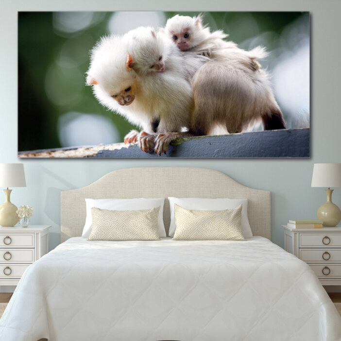 Tableau Maman singe et ses deux bébés Tableau Animaux Tableau Singe