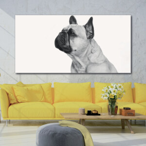 Tableau Profil de bouledogue français noir et blanc Tableau Animaux Tableau Chien