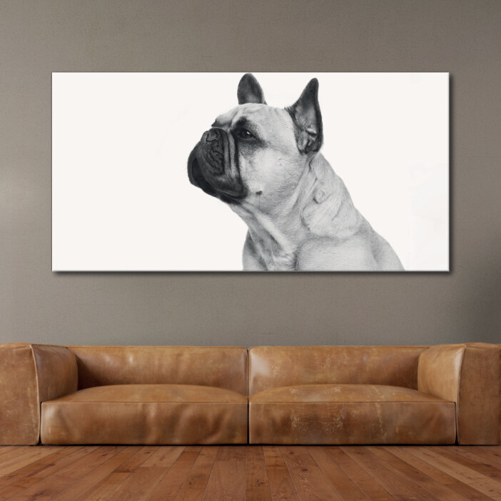 Tableau Profil de bouledogue français noir et blanc Tableau Animaux Tableau Chien